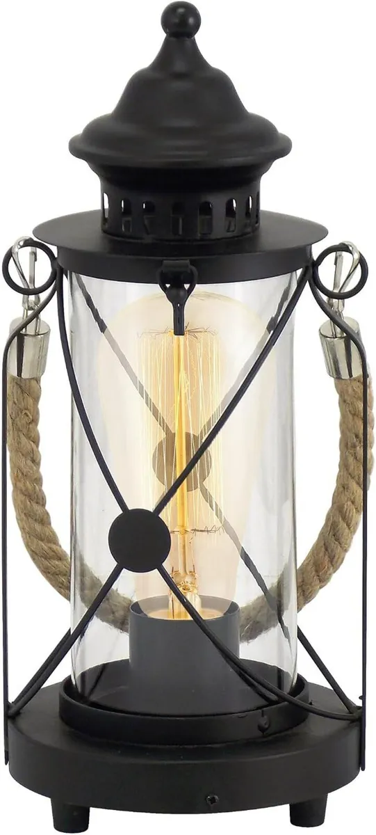 Table Lamp 1-Flame Vintage Light Lantern - Image 1