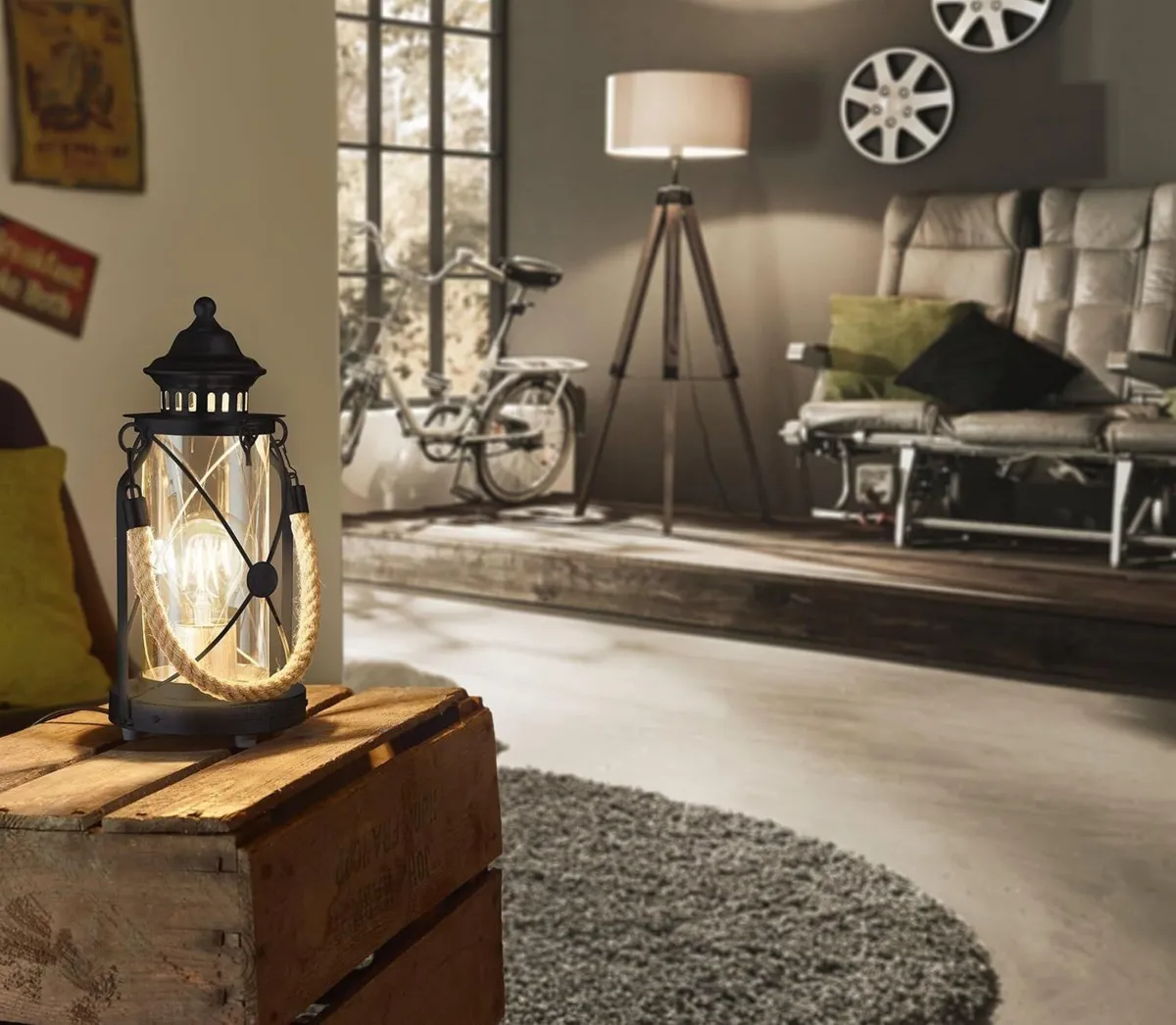Table Lamp 1-Flame Vintage Light Lantern - Image 4