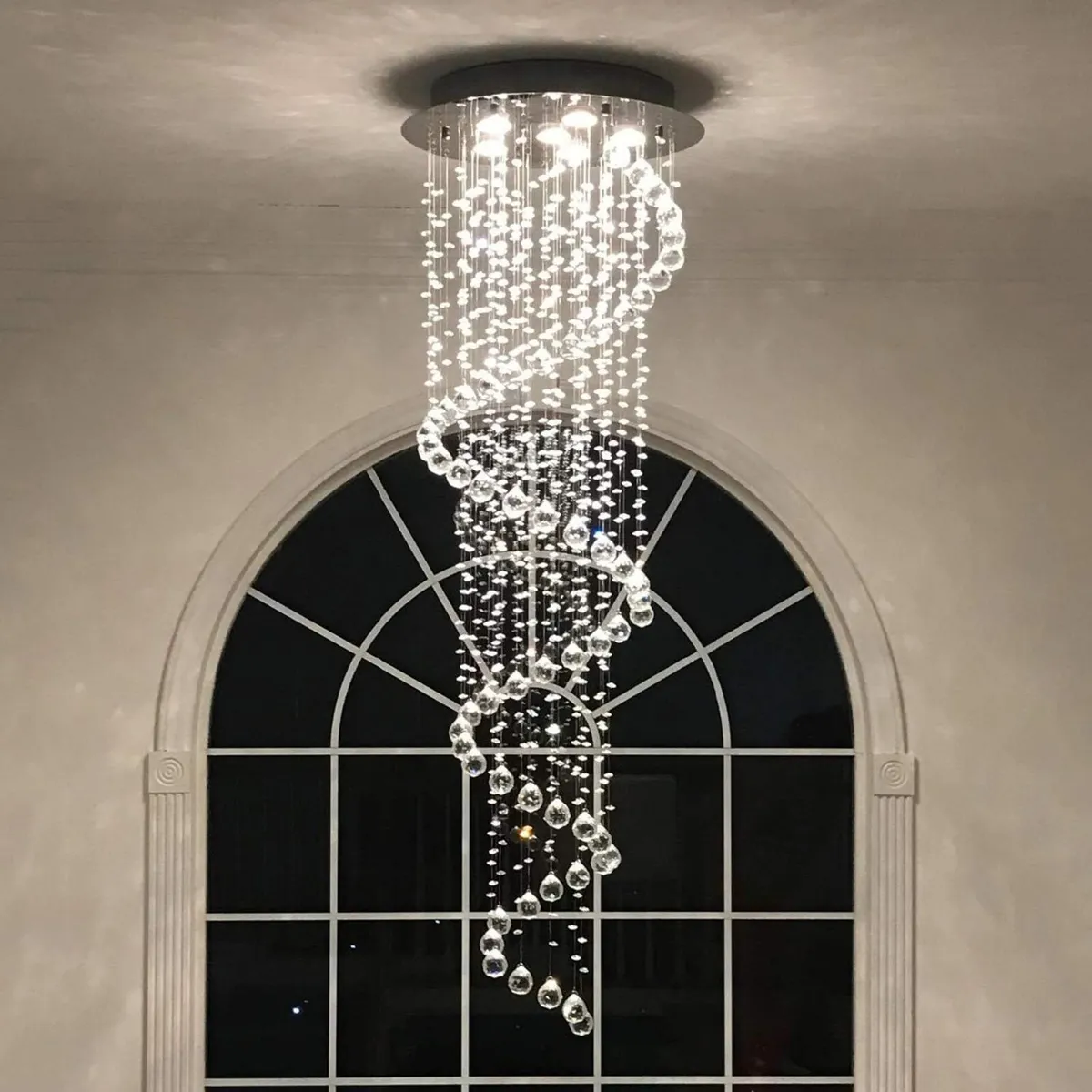 Elegant Spiral Crystal Chandelier Lights Clear K9 - Image 1