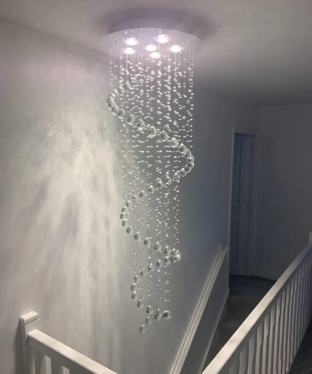 Elegant Spiral Crystal Chandelier Lights Clear K9 - Image 3