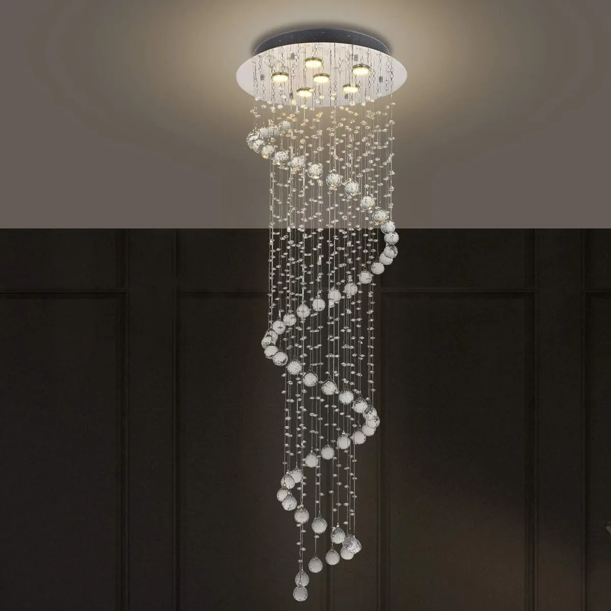 Elegant Spiral Crystal Chandelier Lights Clear K9 - Image 4