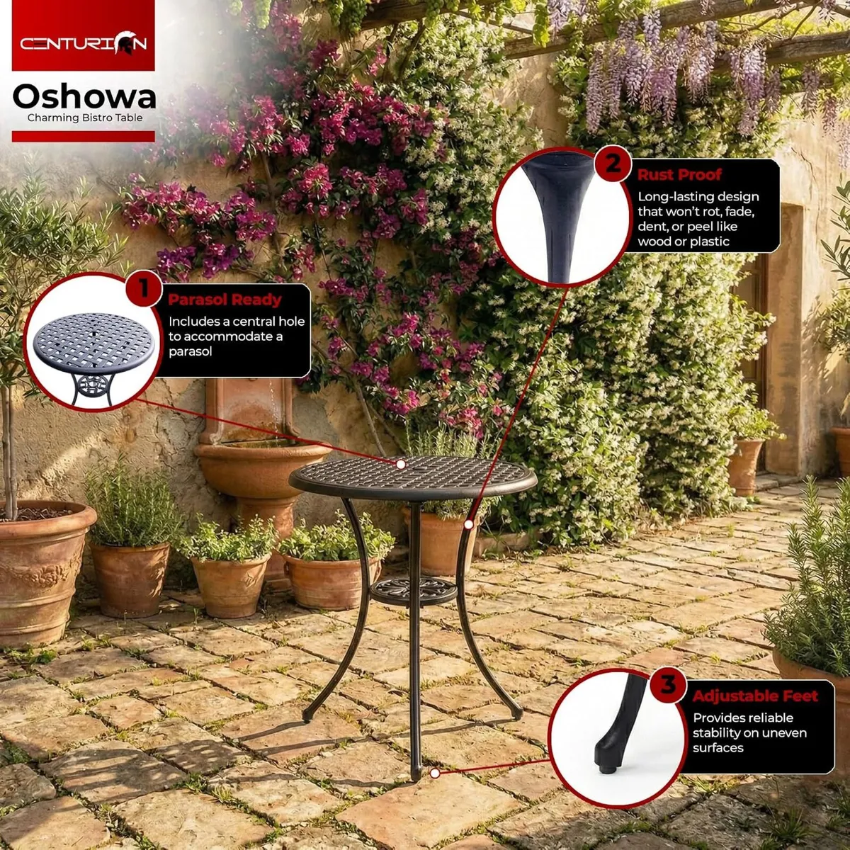 Oshowa Garden and Patio Cast Aluminium Bistro - Image 4