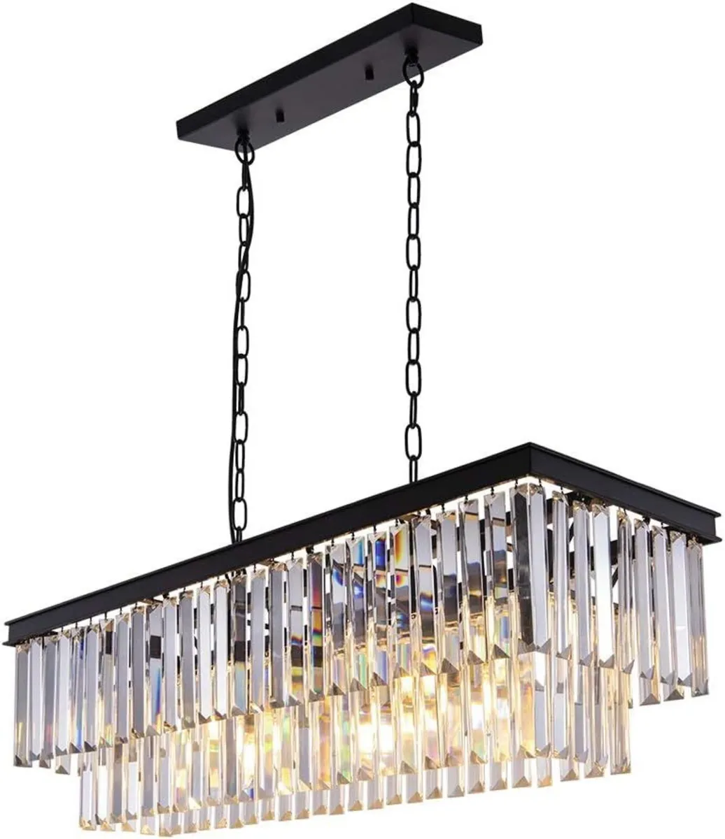 9-Light Crystal Chandelier 34.5 Inch Contemporary - Image 1