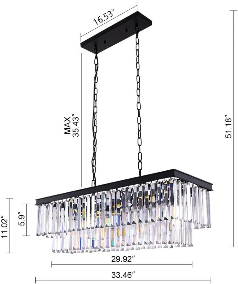 9-Light Crystal Chandelier 34.5 Inch Contemporary - Image 4