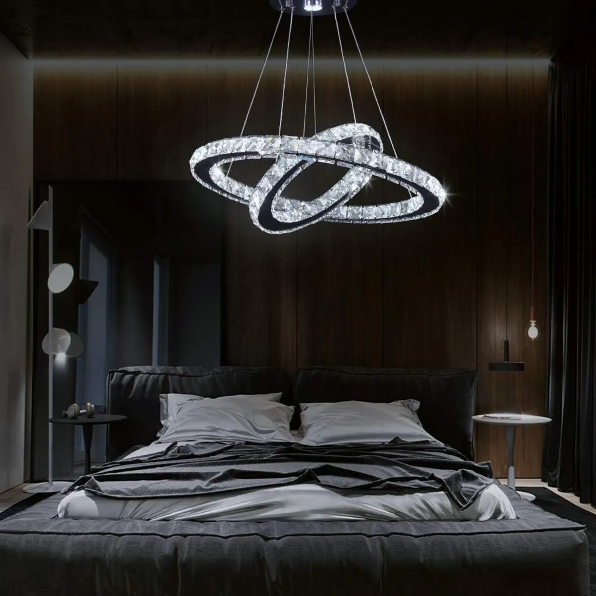 2-Ring Crystal LED Chandelier 19.7in and 11.8in - Image 3