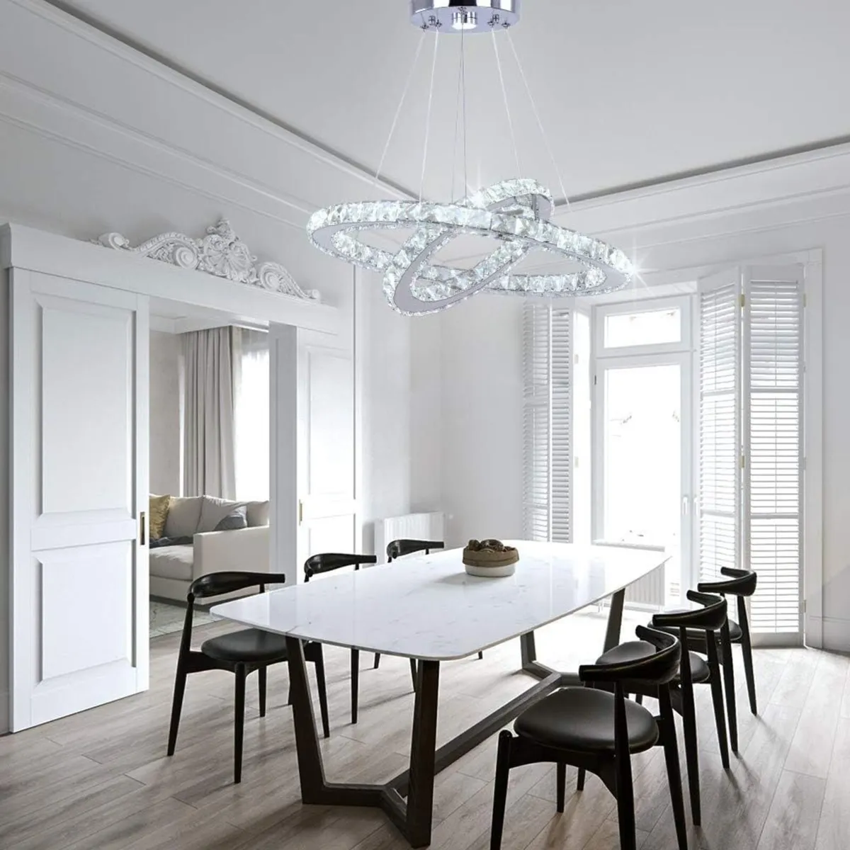2-Ring Crystal LED Chandelier 19.7in and 11.8in - Image 4