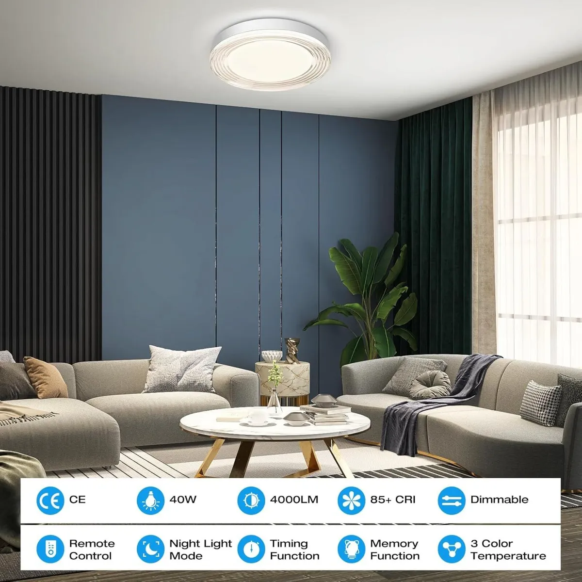 LED Ceiling Light Dimmable 3000K- 6500K Round - Image 3