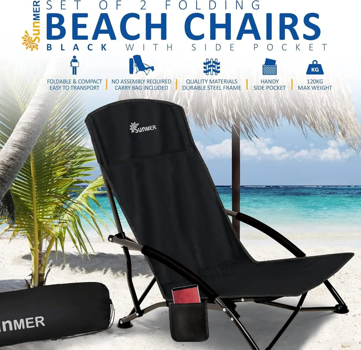 Folding Beach Chairs Foldable Camping Chair - Image 3