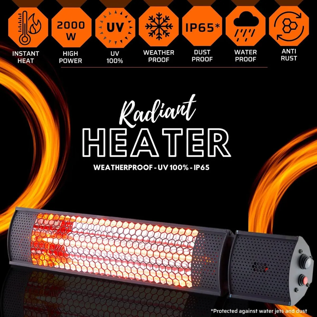 Radiant Heater 2000W Infrared Electric Patio - Image 3