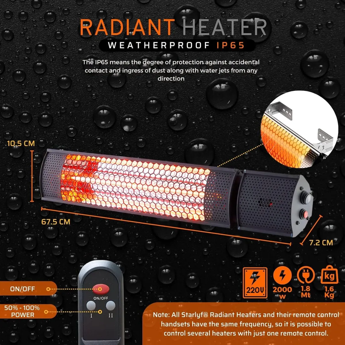 Radiant Heater 2000W Infrared Electric Patio - Image 4