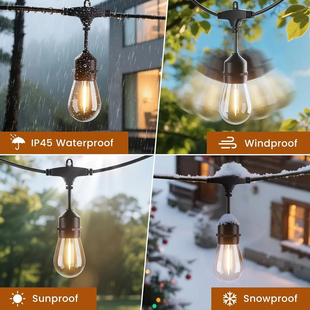 45m Festoon Lights Mains Shatterproof Connectable - Image 2