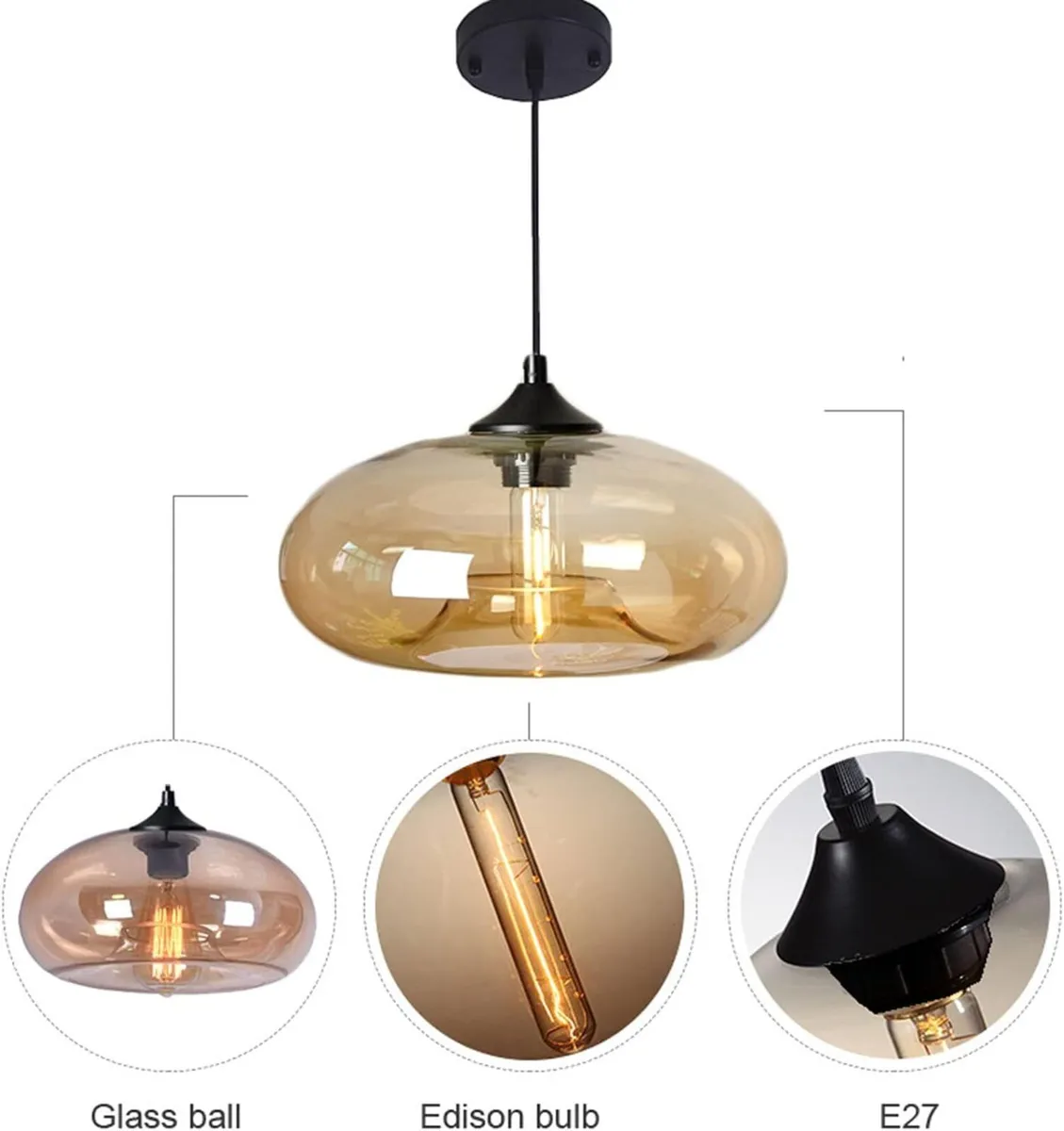 Industrial Vintage Colourful Glass Pendant Light - Image 3