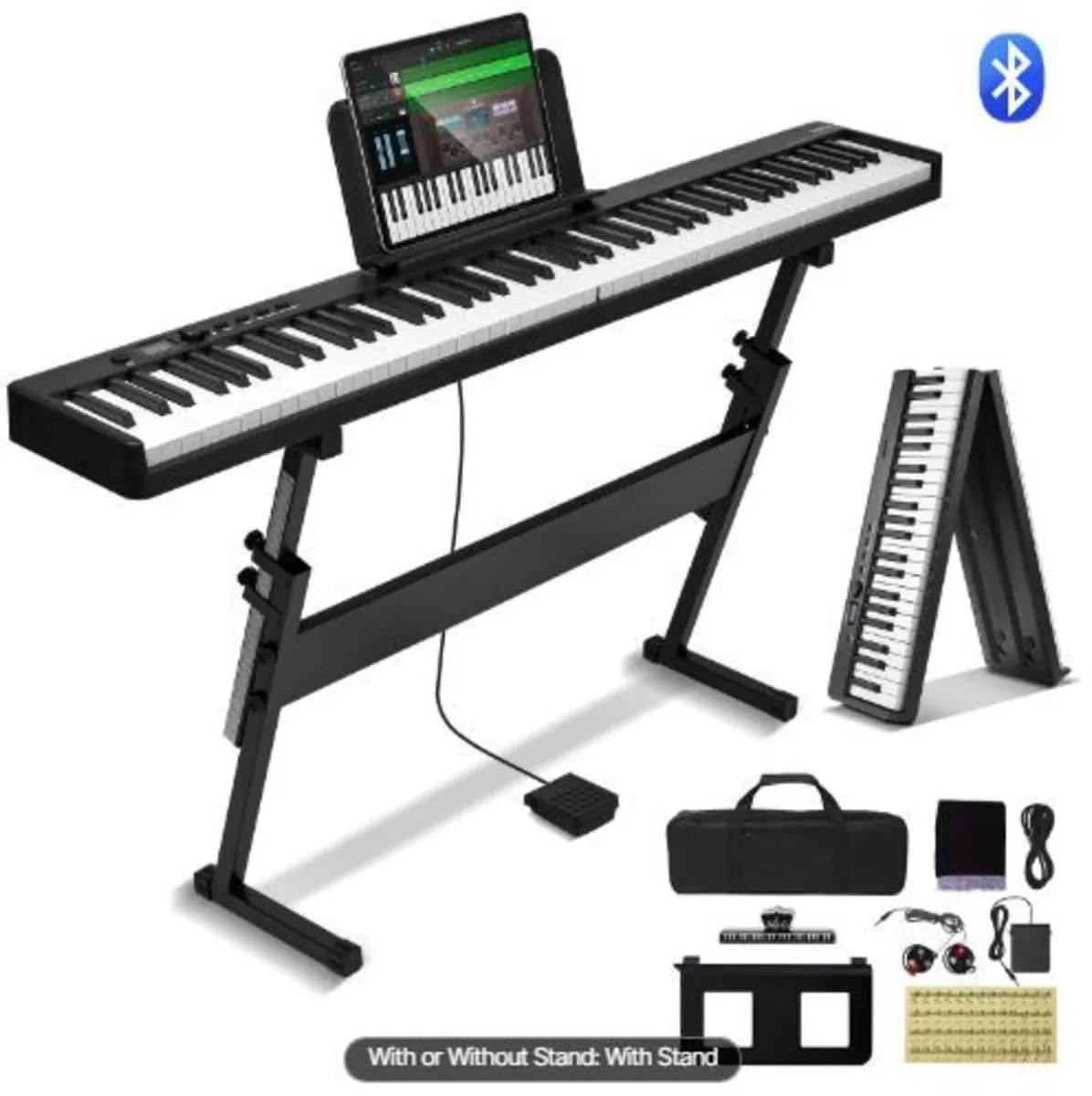88 Key Folding Keyboard Piano, Bluetooth & MIDI - Image 3