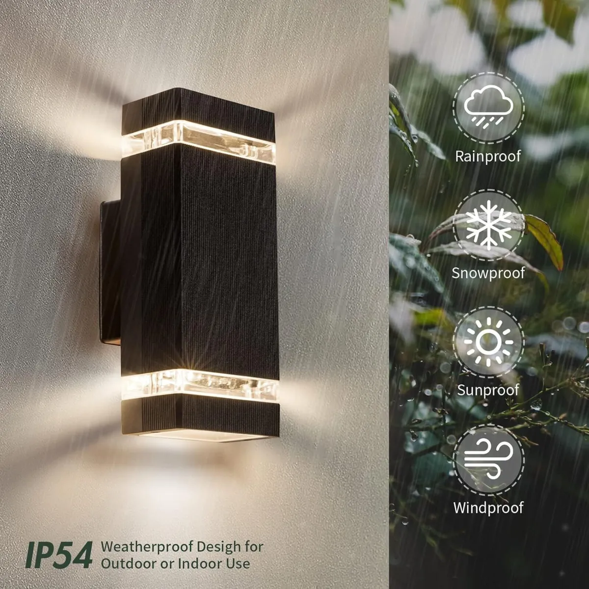 2 X Outdoor Wall Lights Mains Powered Aluminium - Image 2