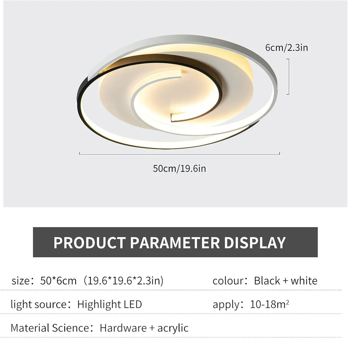 Modern LED Ceiling Light 36W 50CM with Remote - Image 3