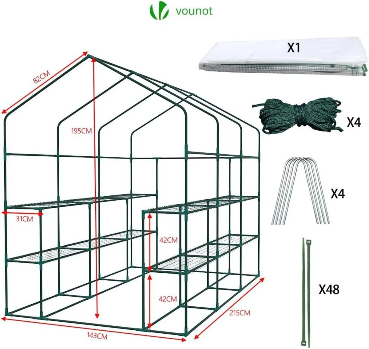 Walk in Greenhouse with Shelves Roll Up Zip - Image 2