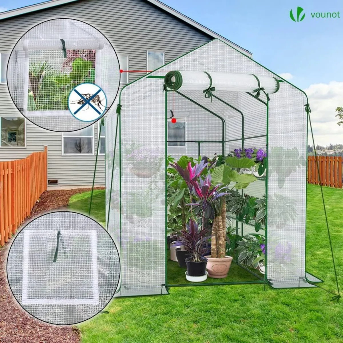 Walk in Greenhouse with Shelves Roll Up Zip - Image 3