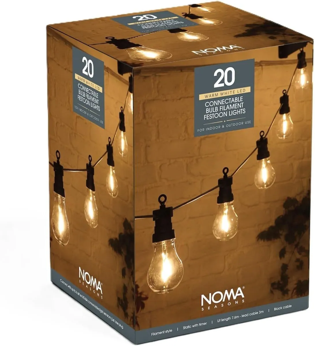 Hanging Connectable Festoon Lights 20 LED Bulbs - Image 1