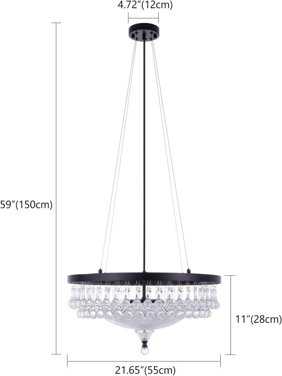 Modern Crystal Chandelier Drum 4-Light Droplet - Image 2