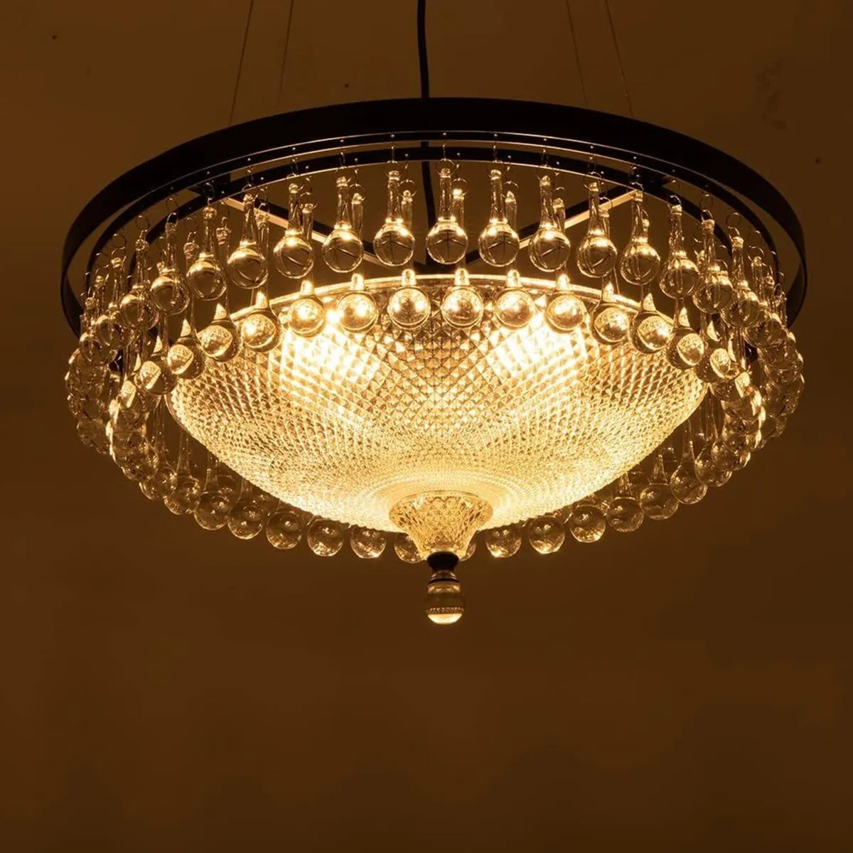 Modern Crystal Chandelier Drum 4-Light Droplet - Image 3