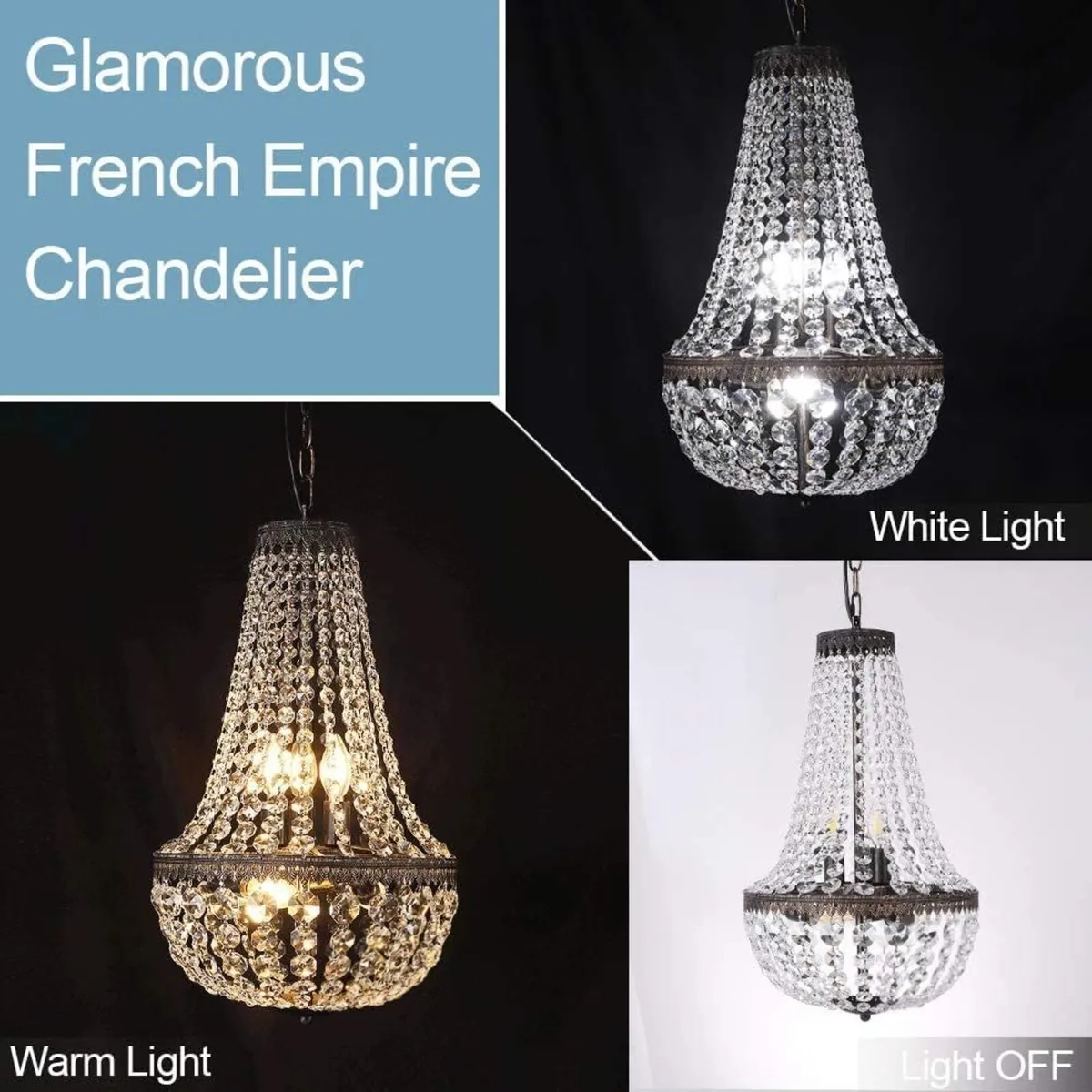 6 Lights French Empire Crystal Chandelier 13 Inch - Image 2
