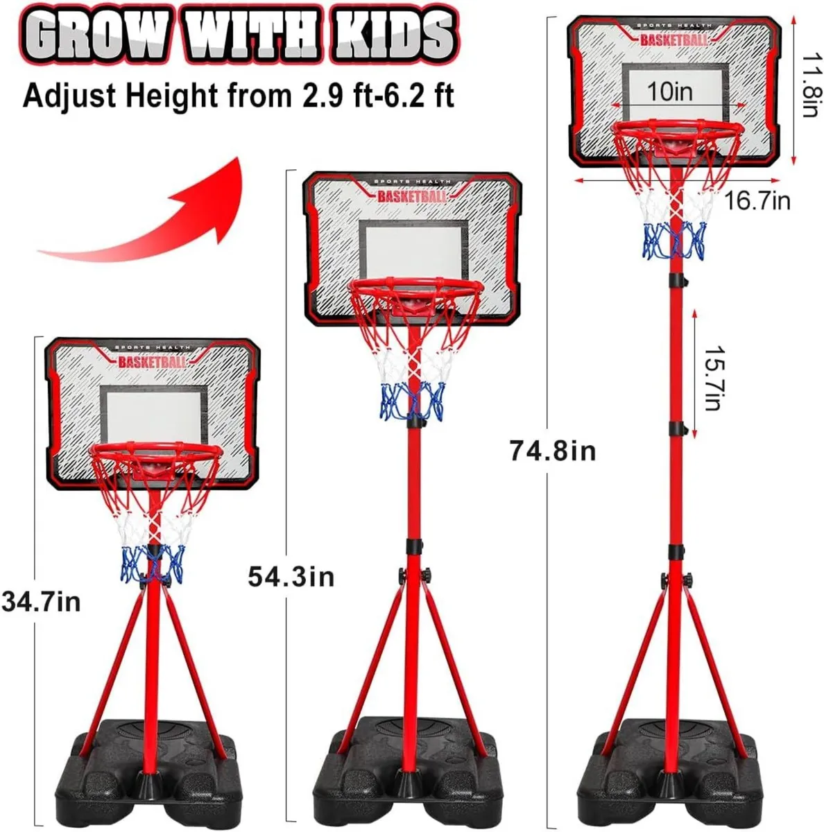 190cm Adjustable Children's Basketball Hoop  Stand - Image 3