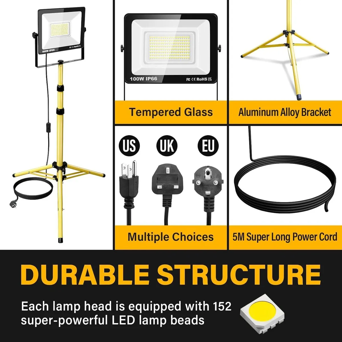 100W Tripod Stand LED Work Light Flexible Portable - Image 2