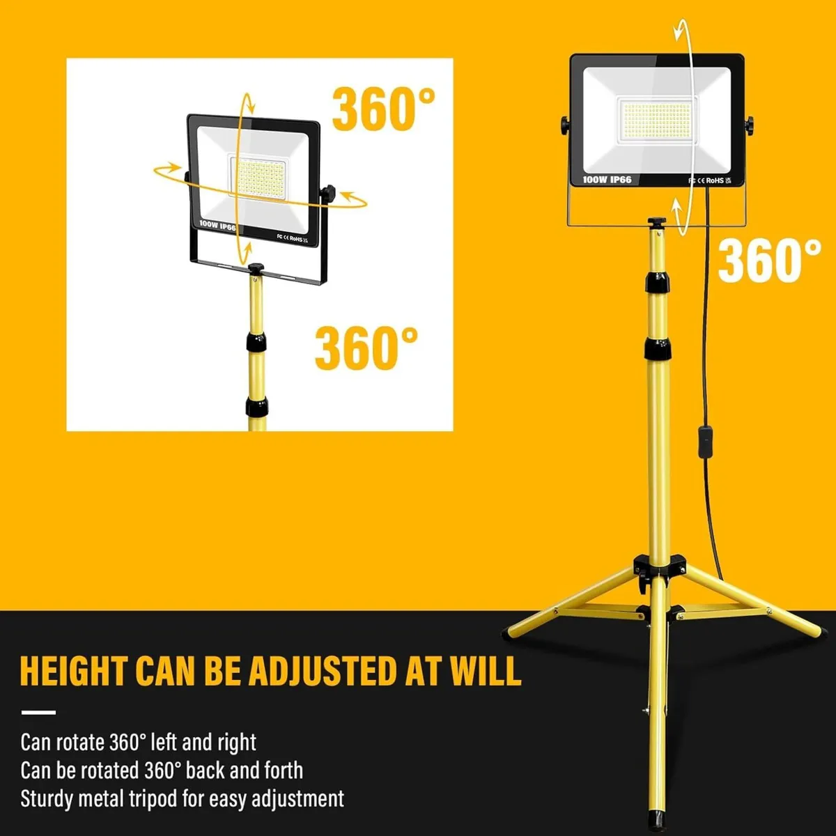 100W Tripod Stand LED Work Light Flexible Portable - Image 3
