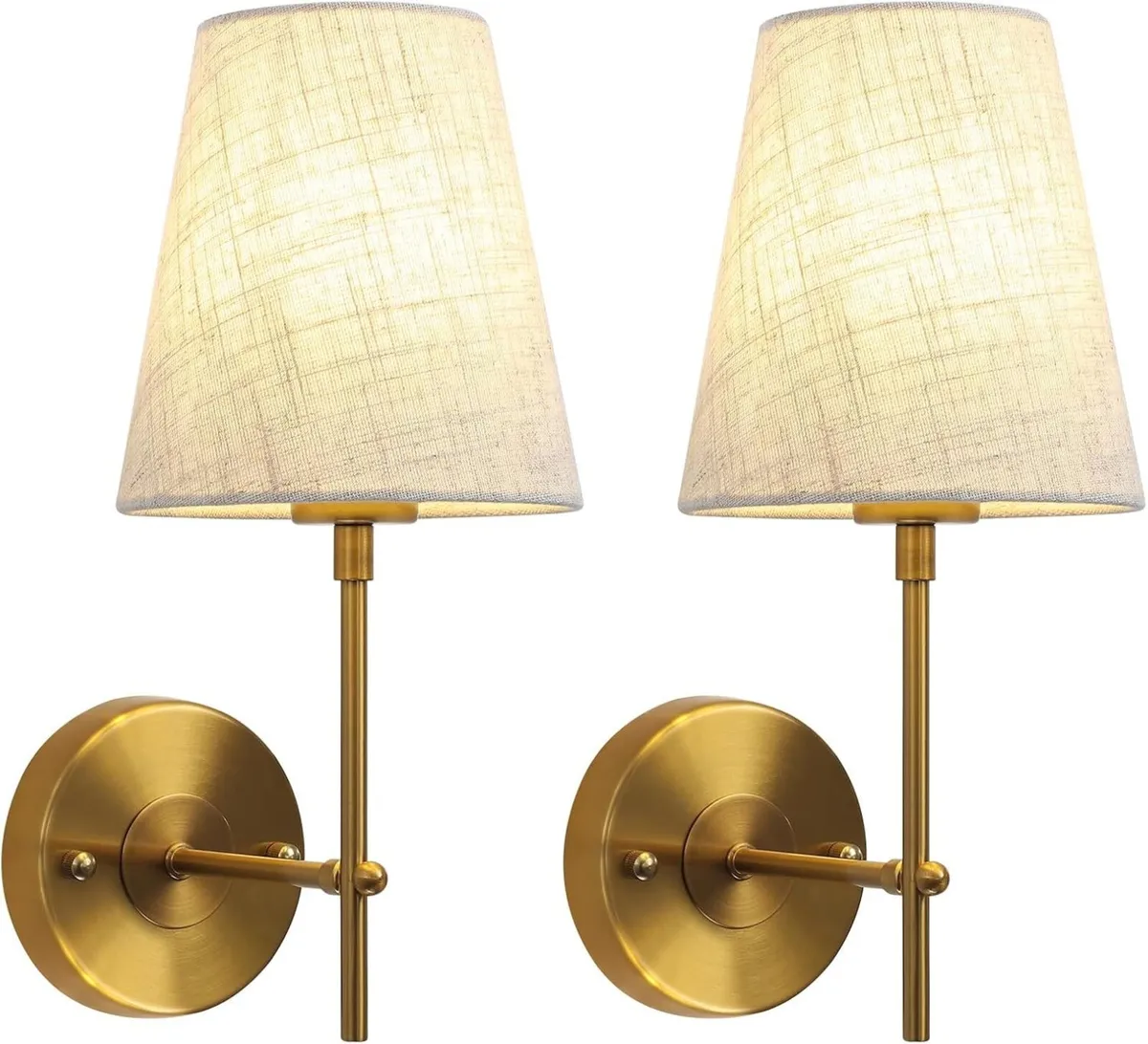 Brass Wall Lights Modern Lamps with Linen Fabric - Image 1