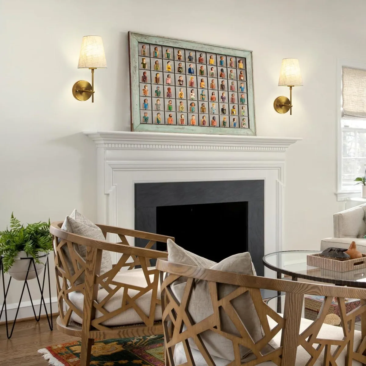 Brass Wall Lights Modern Lamps with Linen Fabric - Image 4