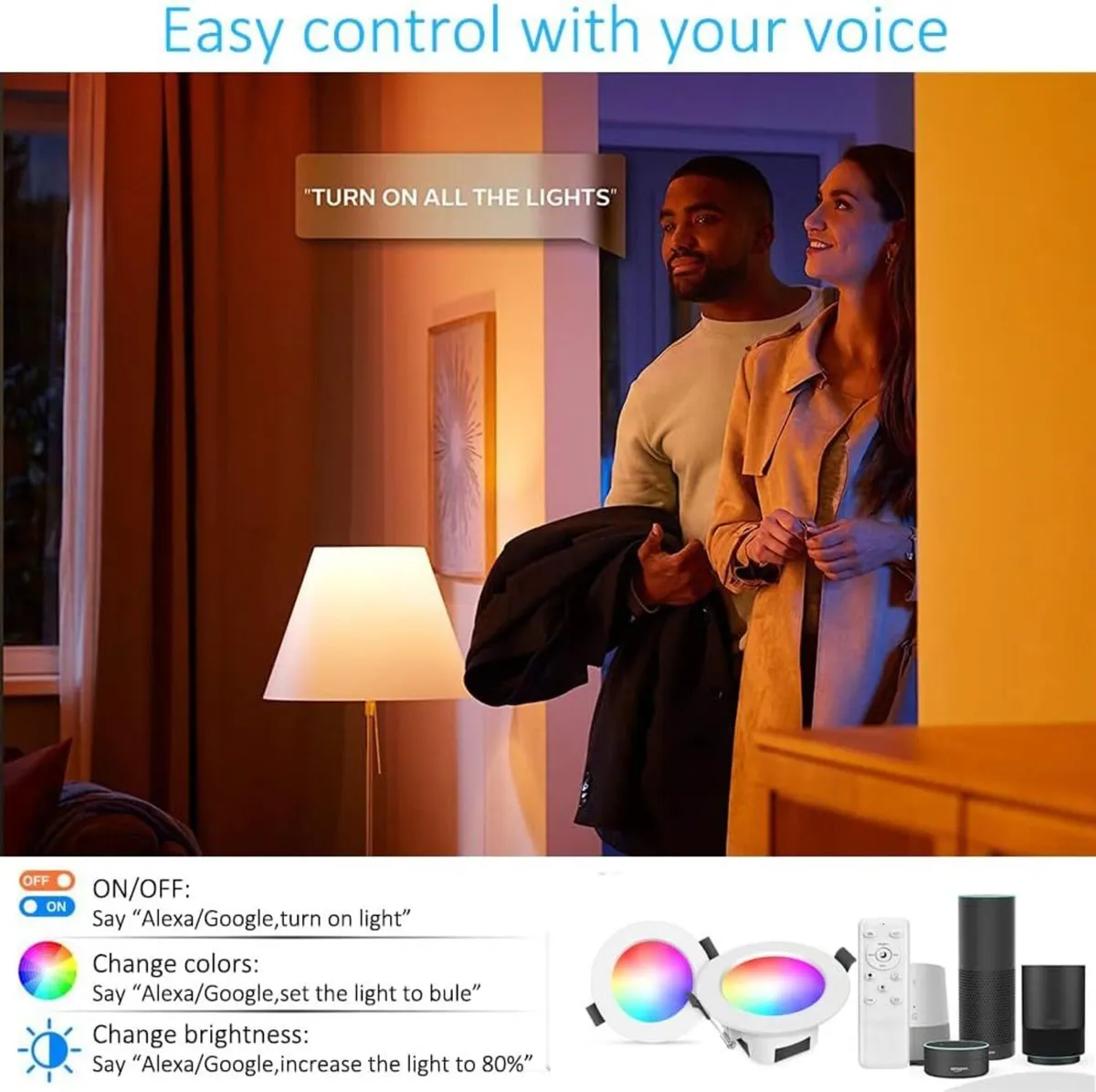 LED Downlights for Ceiling Alexa 9W Bluetooth - Image 4