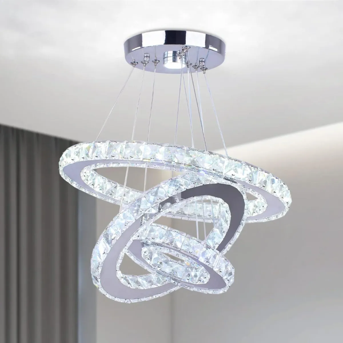 3 Ring Crystal Pendant Light Cool - Image 1