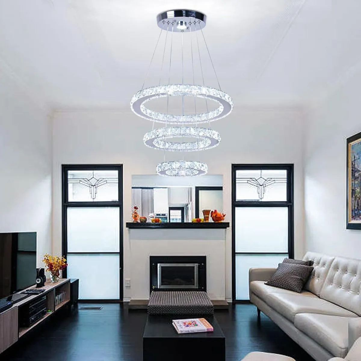 3 Ring Crystal Pendant Light Cool - Image 3