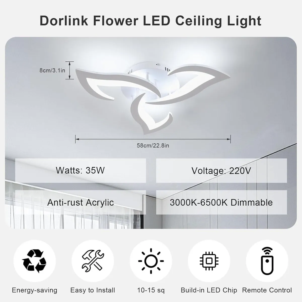 LED Ceiling Light Dimmable 36W 3240lm Modern - Image 2