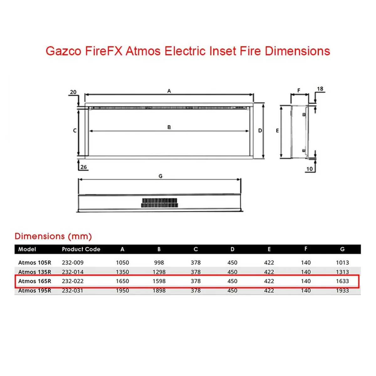 Atmos 165cm electric fire - Image 2