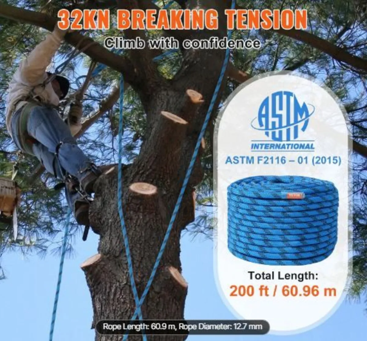 12.7mm Static Climbing Rope, 60.9M(200ft) - Image 3