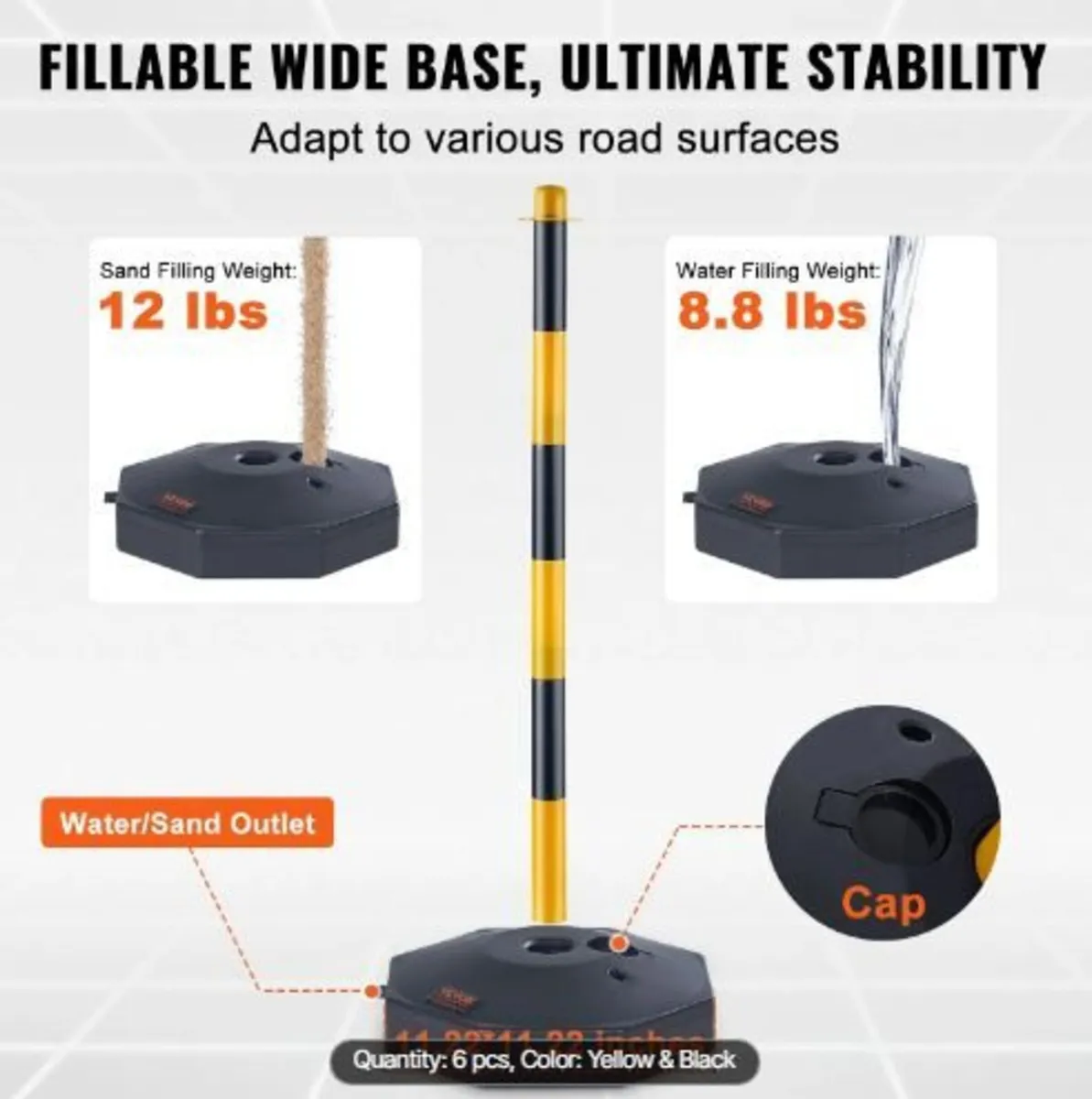 Adjustable Traffic Delineator Post Cones, 6 Pack - Image 2