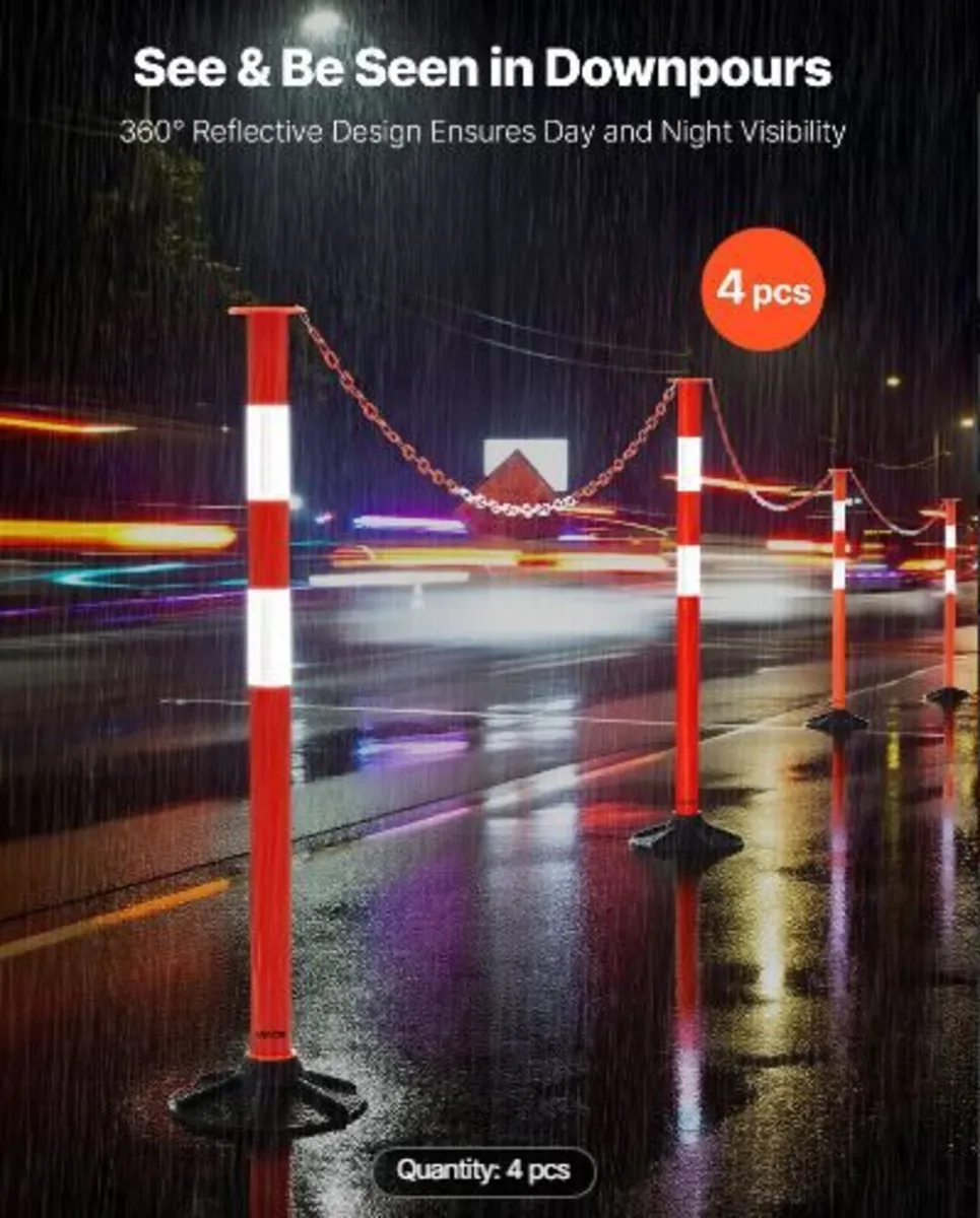4 Pack Traffic Delineator Posts, 871 mm - Image 2