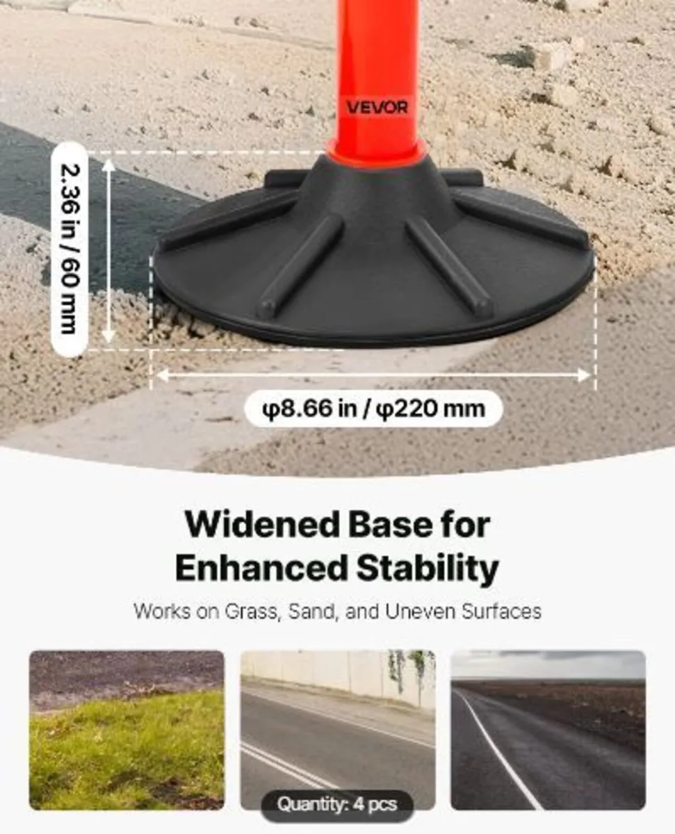 4 Pack Traffic Delineator Posts, 871 mm - Image 4