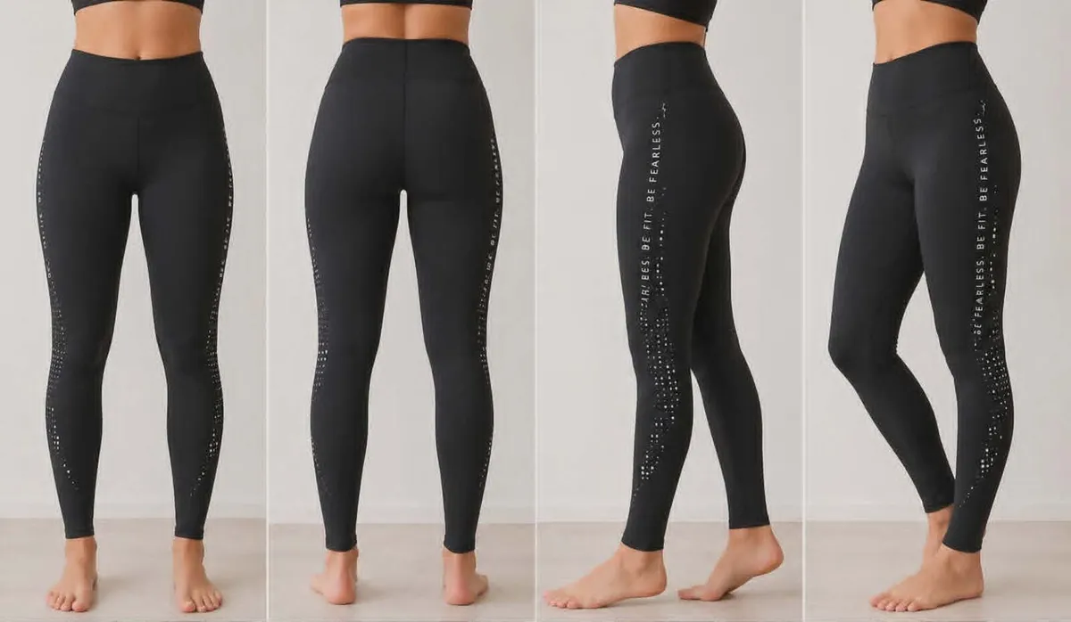 Women's Black "Be Fit Be Fearless" Sports Leggings - Image 1