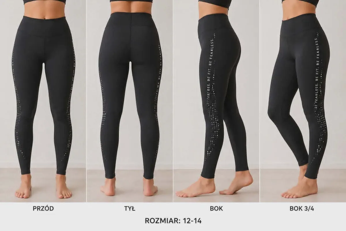 Women's Black "Be Fit Be Fearless" Sports Leggings - Image 3