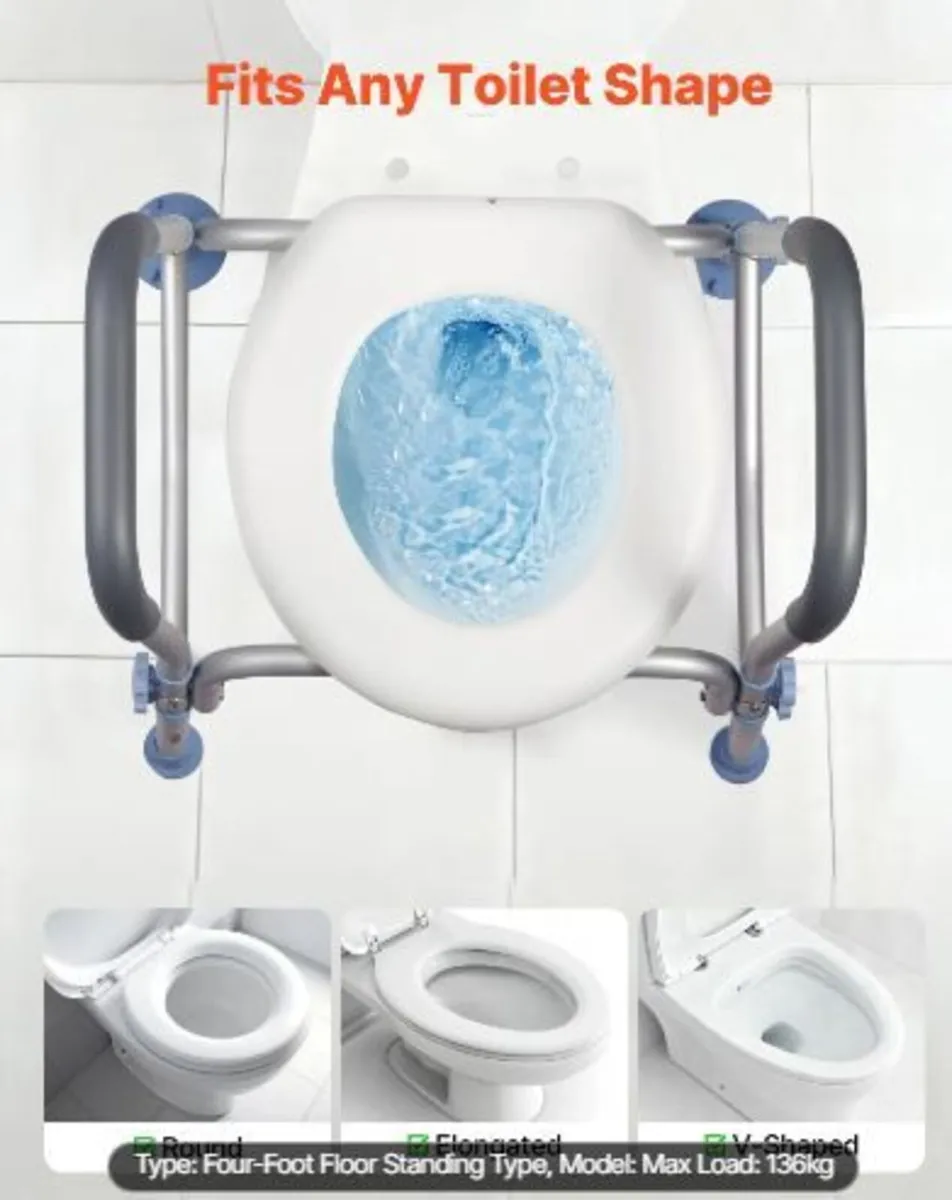 Raised Toilet Seat with Arms, 136 kg Load - Image 4