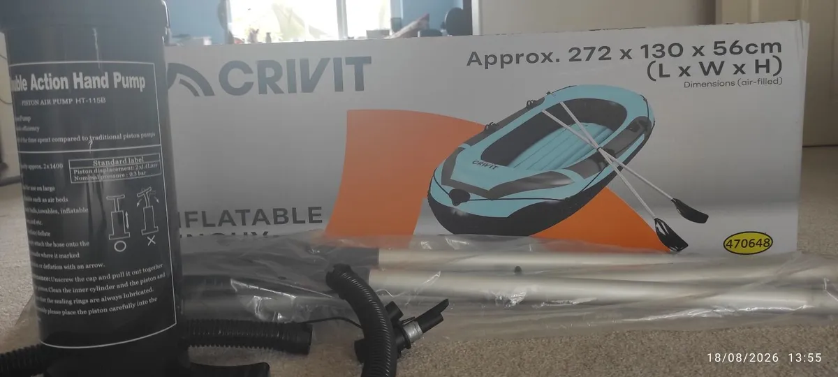 CRIVIT Inflatable Dinghy 260kg – 3 Person  €50 ONO - Image 1