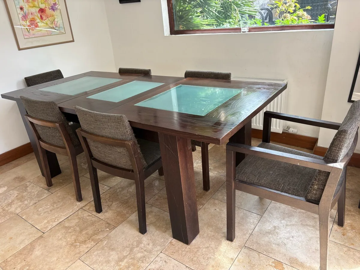 Solid dark Oak Dining Table extends to 10 people f - Image 2