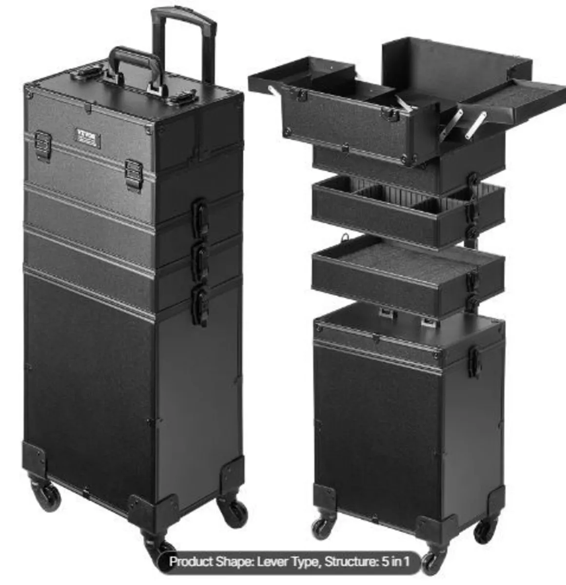 5 in 1 Professional Makeup Train Case Aluminum - Image 2