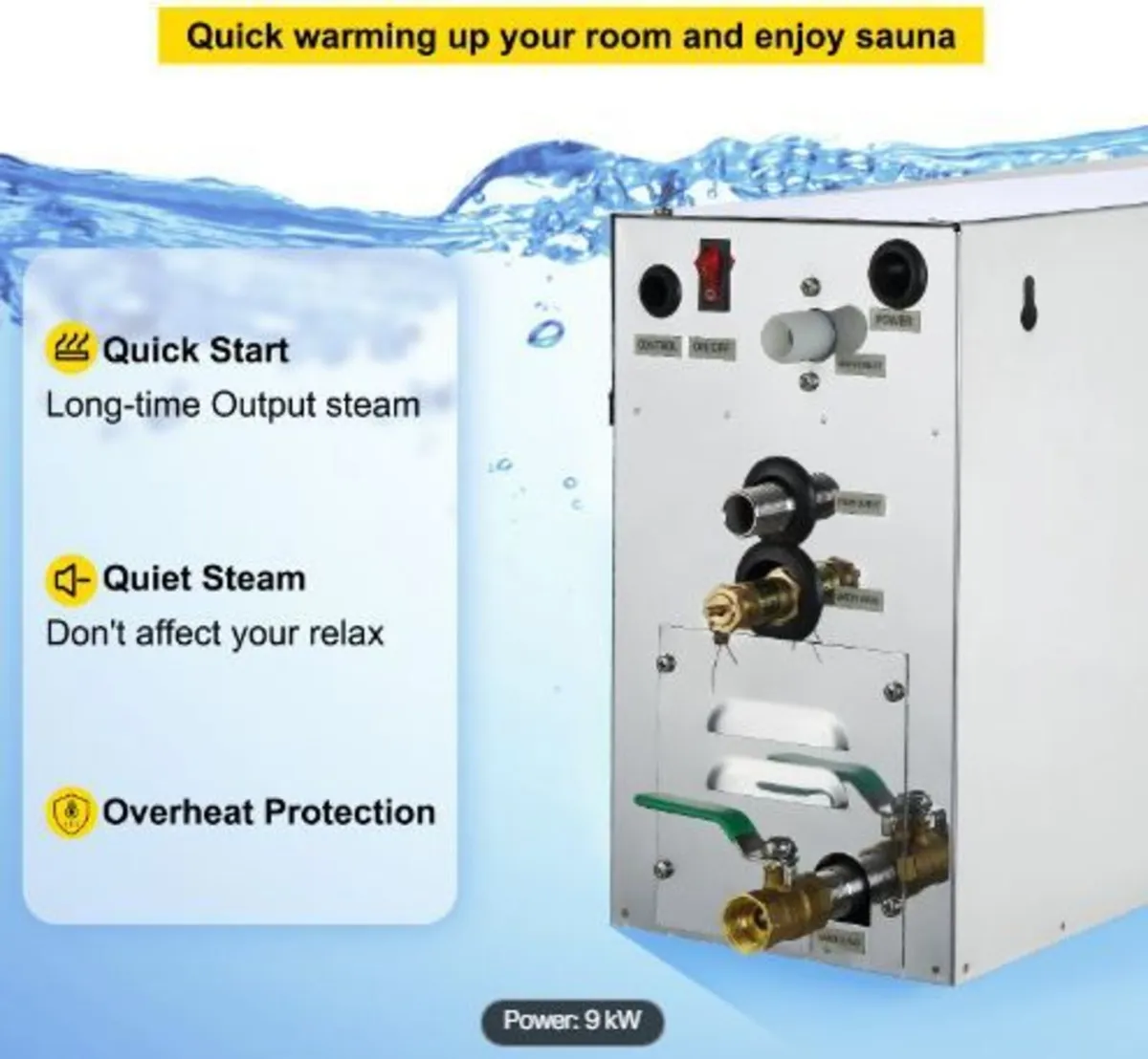 6KW Sauna Bath Steamer with LED Digital Display - Image 2