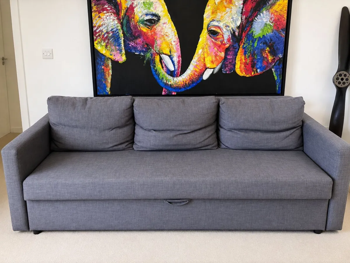 IKEA Sofa Bed – Dark Grey – 3 Seater w/ Storage. - Image 1