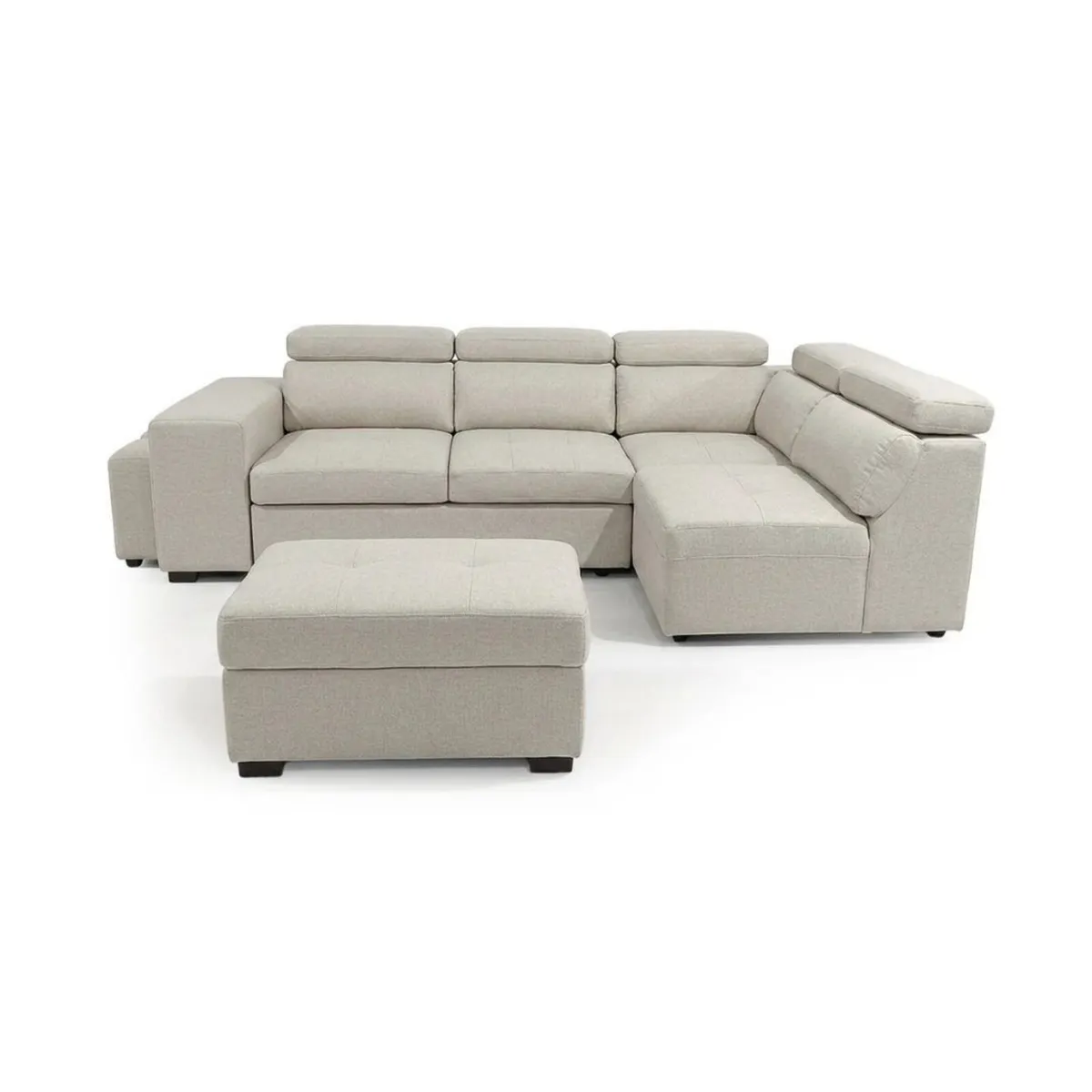 🤎 Beige Corner Sofa Bed + Storage + Footstool - Image 3