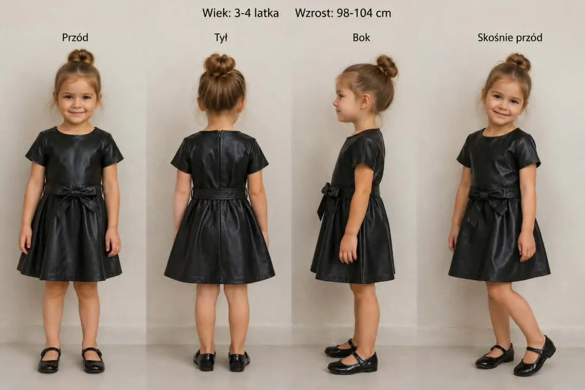 Girls Black Faux Leather dress age 3-4 - Image 2