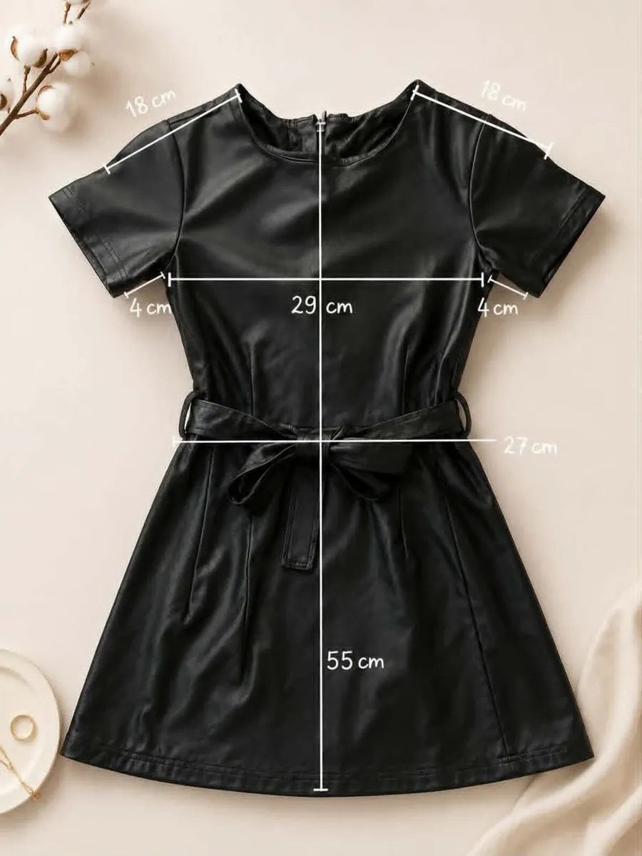 Girls Black Faux Leather dress age 3-4 - Image 4